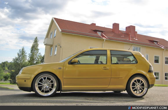  mounted to a 2001 Volkswagen Golf GTI dropped on HR Sport springs