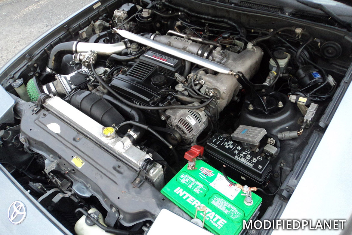 1990 Toyota Supra Turbo Engine Bay HKS Super Power Flow Air Intake